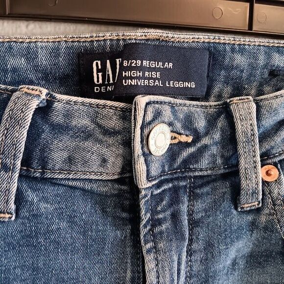 GAP Denim High Rise Universal Legging Jeans Distressed Size 8/29 Regular - Picture 3 of 6